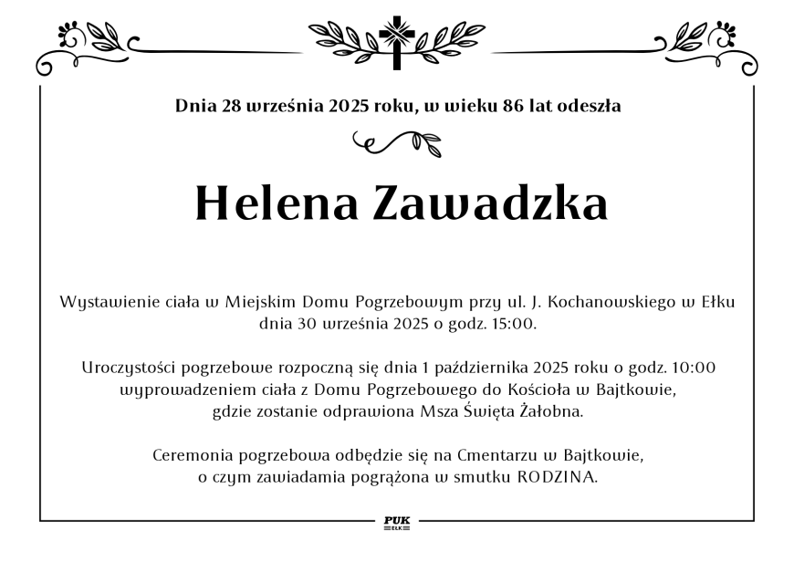 Helena Zawadzka - nekrolog
